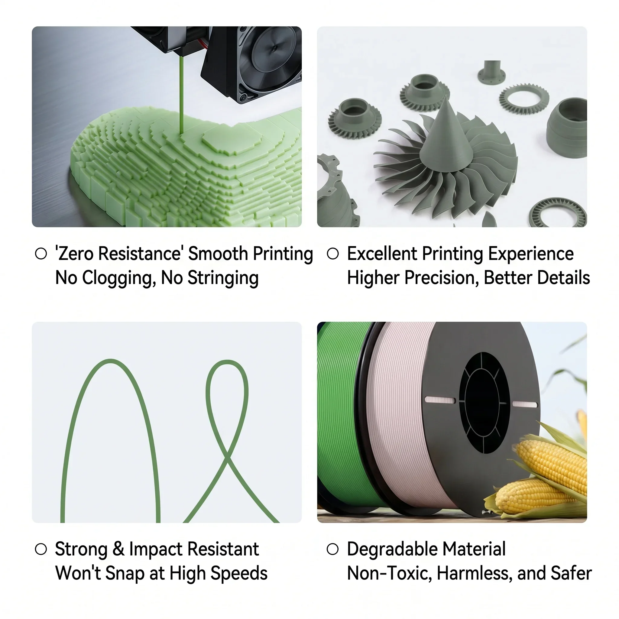 ESUN PLA-Basic 3D Printer Filament 1.75mm FDM PLA Printing Filaments 1KG/2.2lb Plastic Rod Temperature 210-230℃ Extrude