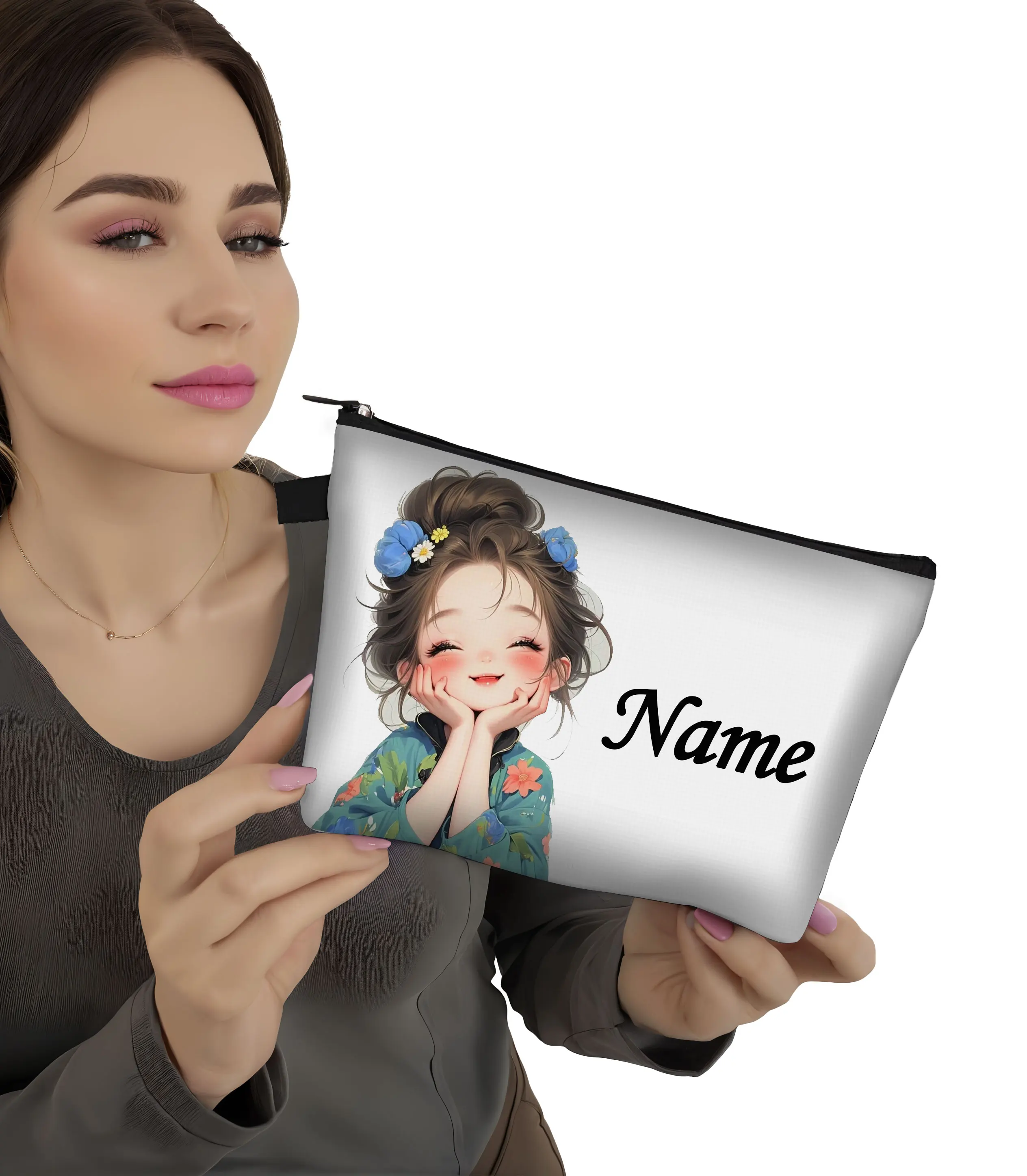 

Custom Name Vintage Cute Girl Pattern Cosmetic Bags Women Makeup Bag Toiletry Case Organizer Lipstick Holder Beauty Bag Gift