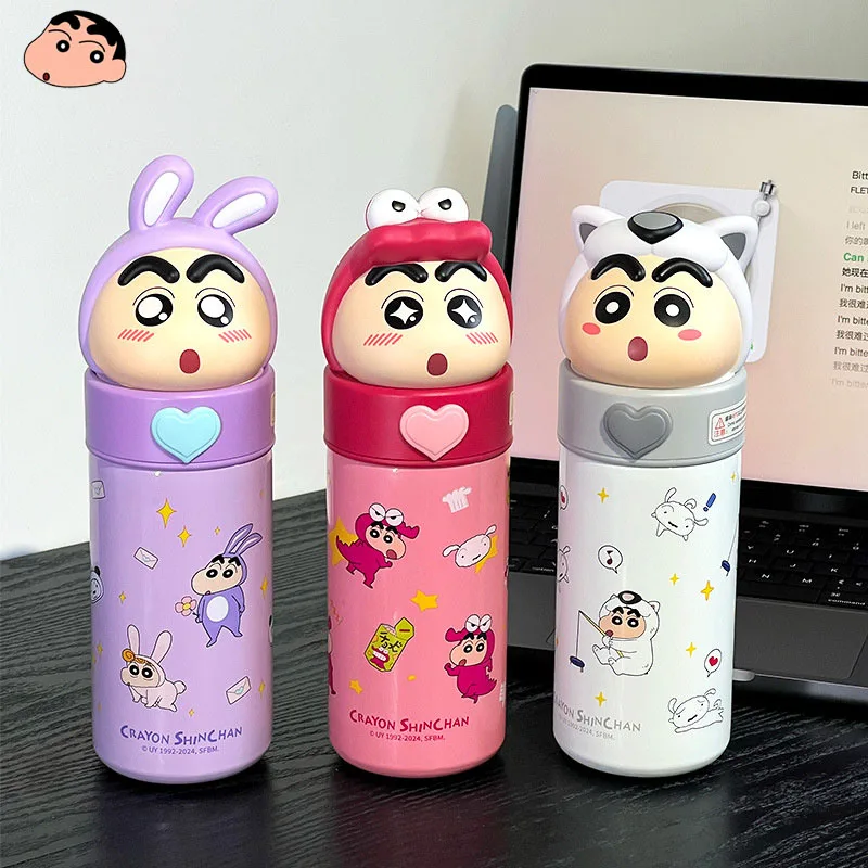 350ml Anime kredka Shin-Chan termos ze stali nierdzewnej Kawaii Cartoon Cosplay dzieci termos butelka wody kubek dziewczyny prezenty