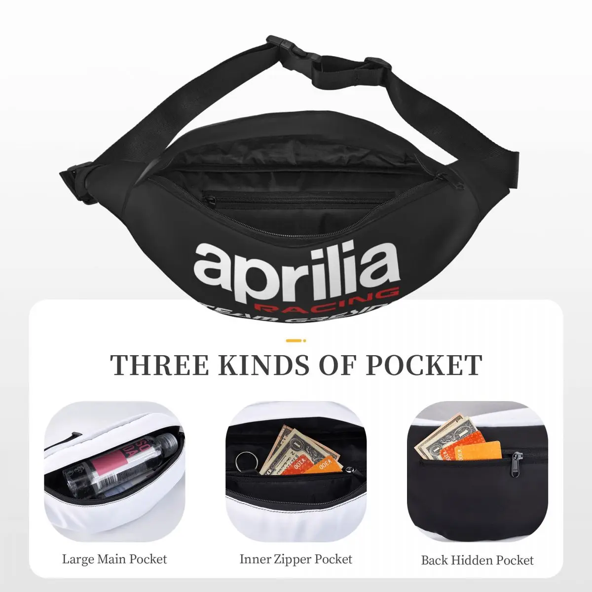 Aprilia Motorcycle Moto Racing Team Unisex Waist Bag Multifunction Sling Crossbody Bags Chest Bags Short Trip Waist Pack