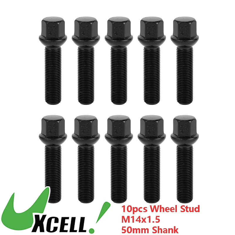 UXCELL 10 Pcs Car Wheel Lug Bolt Vehicle Wheel Lug Studs Ball Seat M14x1.5 50mm Shank for Volkswagen for Audi for Porsche