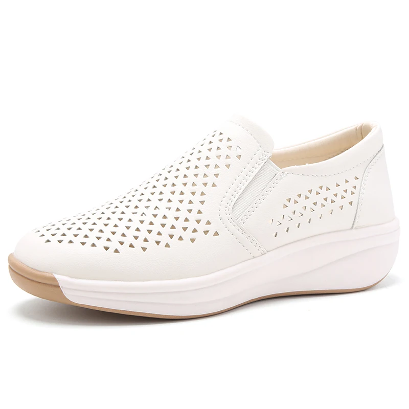 Hollow Elastic Women sneakers Slip On Larger Size Summer Wedges Outsole Ladies Shoes Sneakers Breathable loafers shoes for Woman