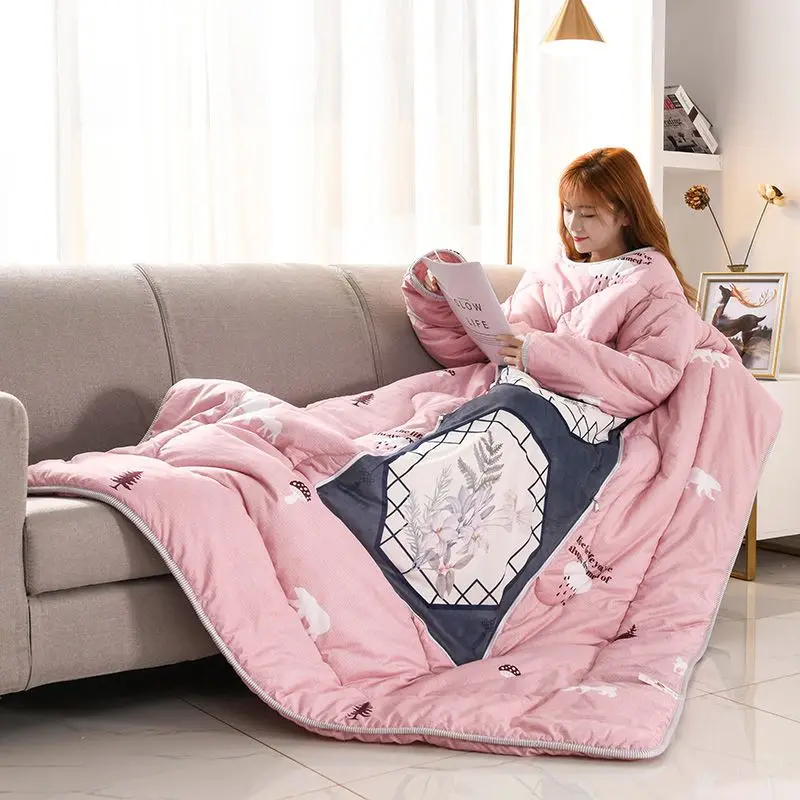 Sleeved lazy quilt thickened warm student dormitory children adult office multi-functional car special lunch break quilt.