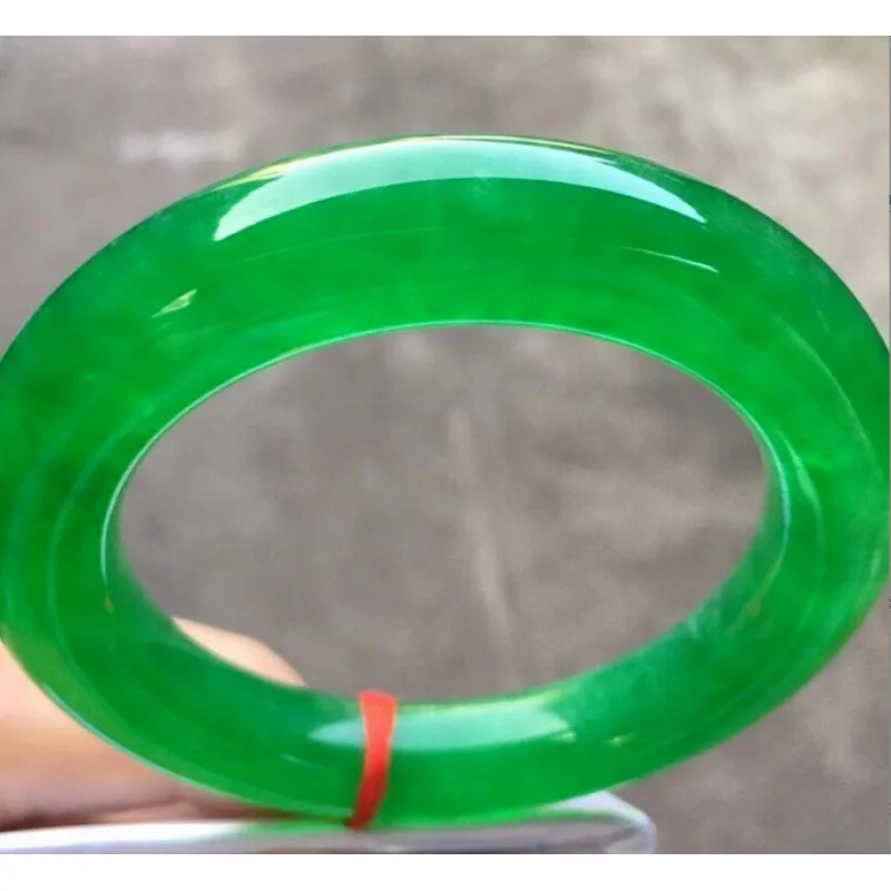 

Round Natural Grade AAA Ice Green Burmese Jade jadeite bracelet 59mm Certified