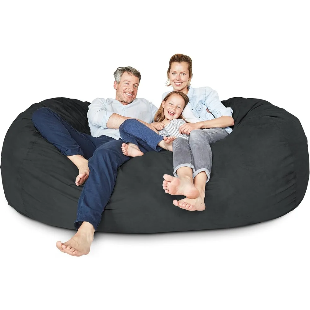 Luxurious Giant 7ft Bean Bag Chair with Microsuede Cover - Ultra Soft, Foam Filling, Washable Jumbo Bean Bag Sofa