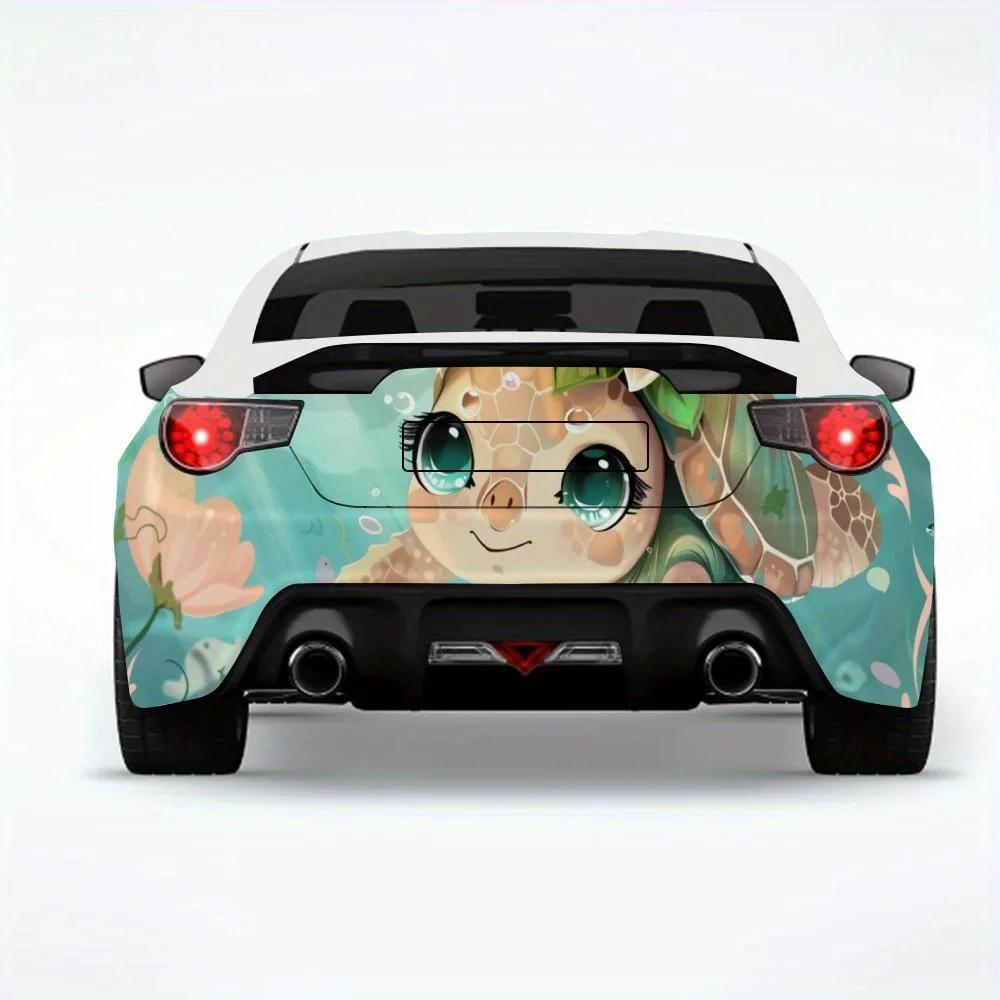Cute Sea Turtle Underwater Art Decor Car Sticker,Vinyl Decal for Car Rear, Waterproof Self-Adhesive Vinyl Stickers for Vehicle T