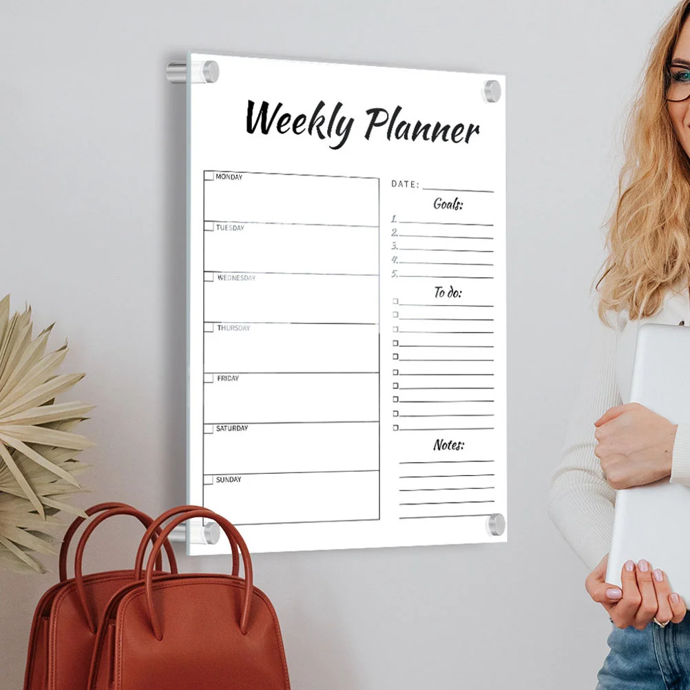 1 Set Multifunctional Weekly Plan Memo Reusable Acrylic Message Board For Home Office School Wedding Decorative Display Writing