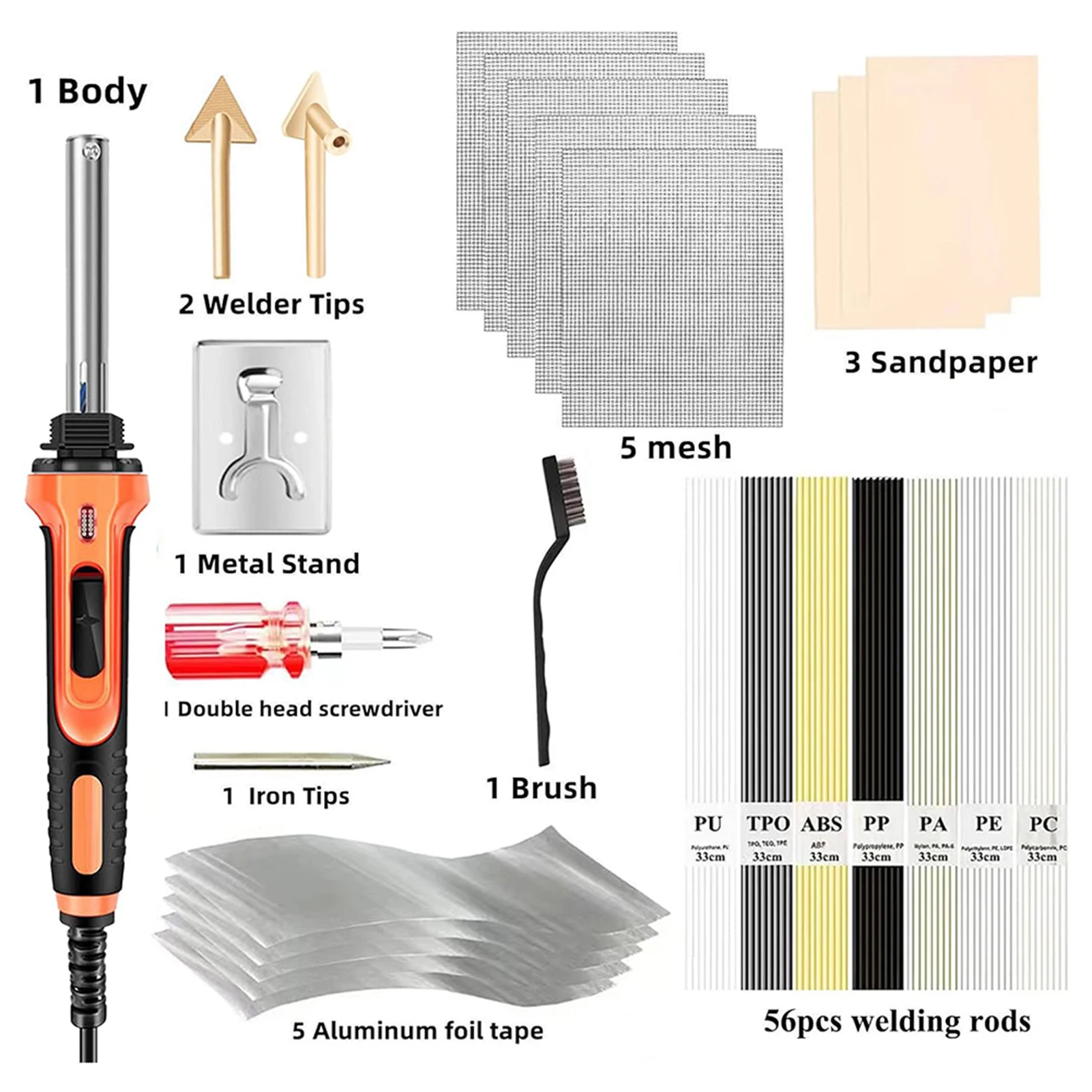 100W Plastic Welding Kit 2 in 1 Plastic Welder Soldering Iron 3 Speed Temperature Control Soldering Iron Heat Repair Tool