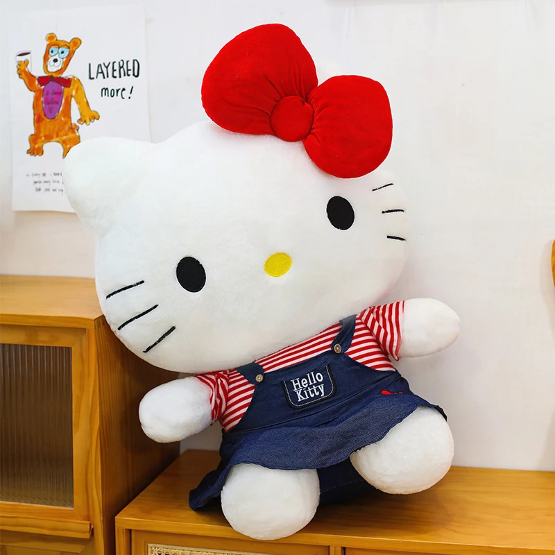 

Kawaii плюшевая игрушка молочное платье Hello Kitty мягкая кукла милый мультяшный подарок на день рождения для маленьких девочек большой размер для детей мягкая игрушка