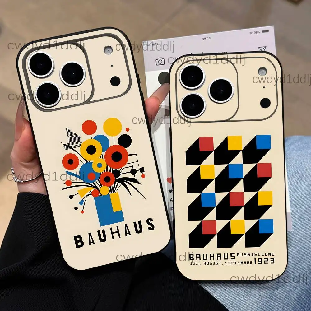 

G-Geometric Bauhaus Pattern Art For iPhone 17,16,15,11,12,14,13 Pro Max Mini XS,XR Plus 16E Air Soft Black Dustproof Phone Case