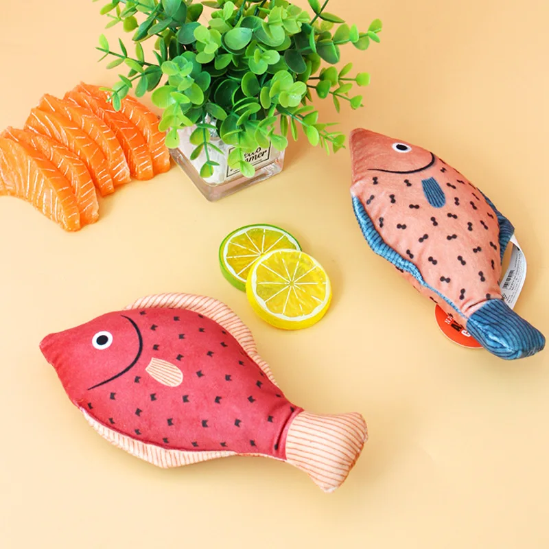 Cat Toy Marine Fish Plush Stuffed Toy for Cat Training Entertainment Kitty Kick Fish-Shaped Anti-Bite Interactive Pet Supplies