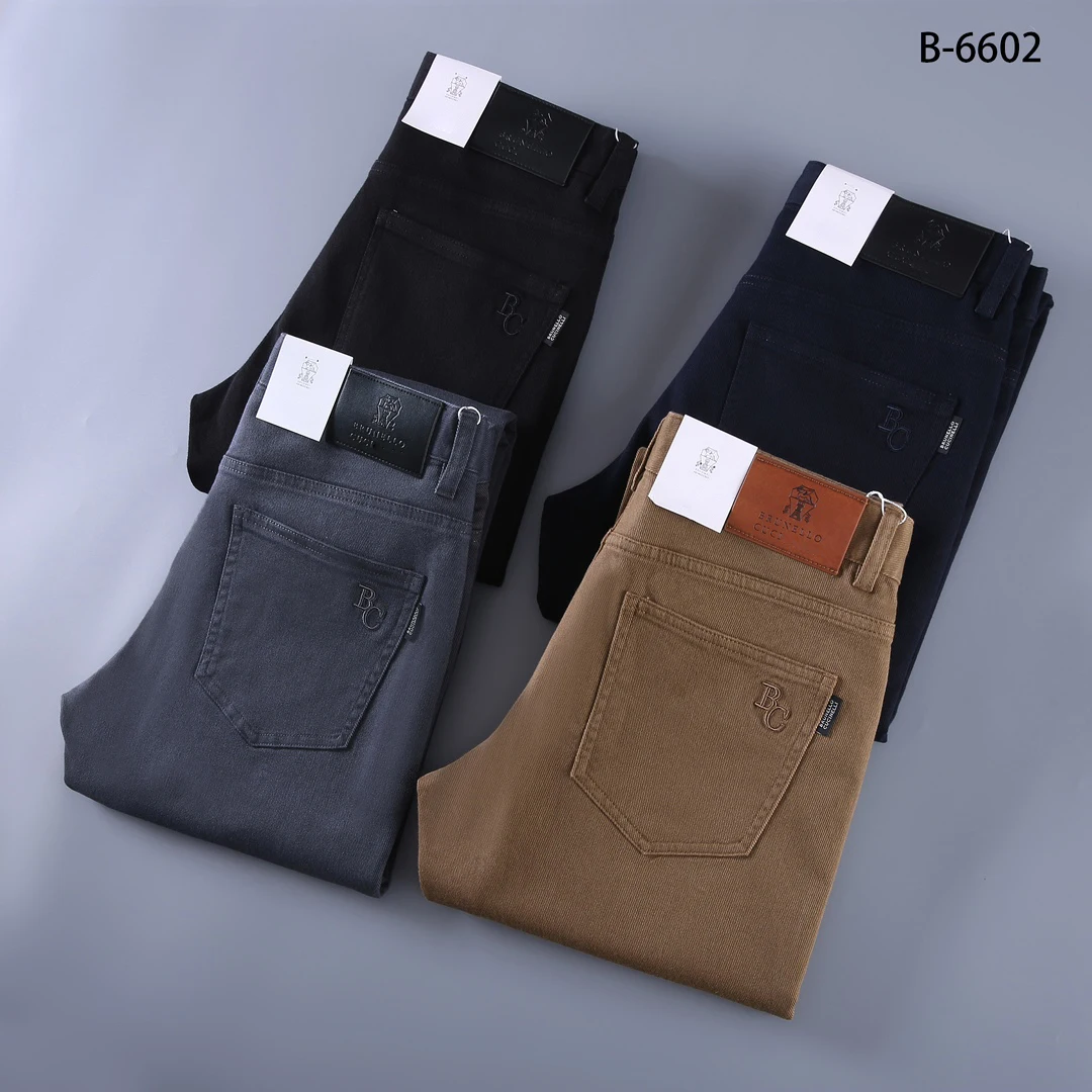 

Casual Pants Men 2024 NEW Cotton new Elastic Fashion Size 29-42 Straight Leg pants Customized Leather Water washing old money