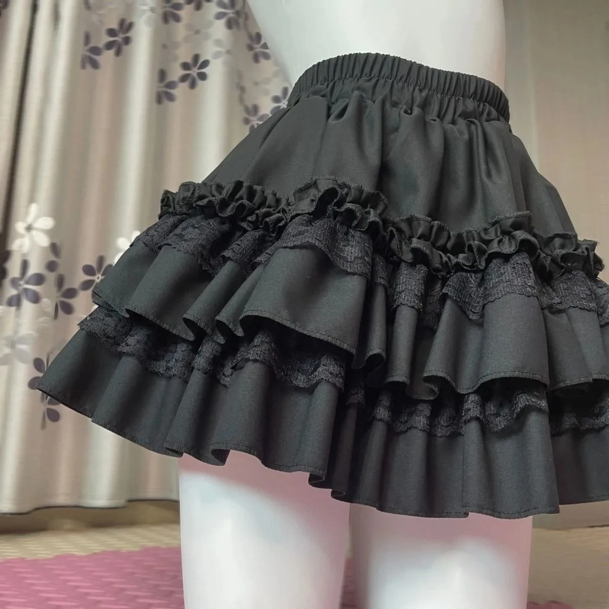 

New Ballet Skirt in Black - Sweet Noir Lace Puff Dress, High Waist Tiered Mini with Safety Shorts, Flirty & Chic Ruffle Skirt