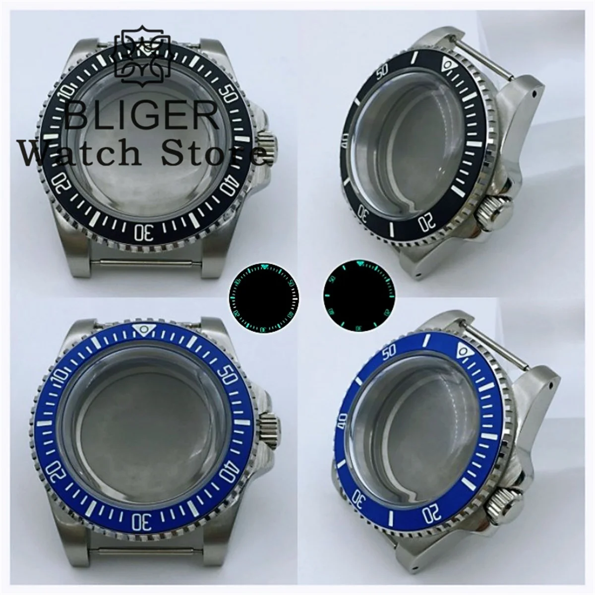 BLIGER 40MM Vintage Case Dome Acrylic Glass For NH34 NH35 NH36 ETA2824 PT5000 Movement 200ATM Watch Case For Retro Submarine