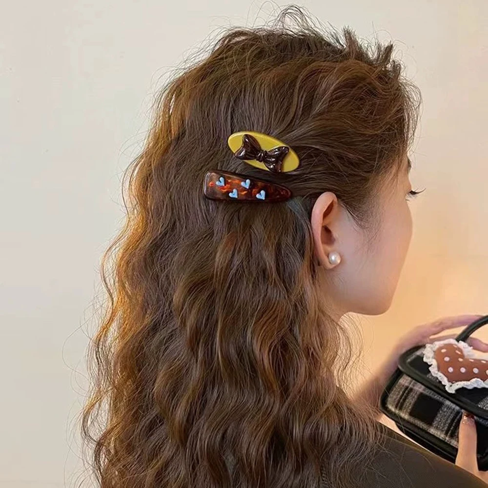 مشبك شعر رائع على شكل فيونكة على شكل قلب، مشبك جانبي فريد من نوعه، مشبك شعر بيضاوي، هدية إكسسوارات شعر للطلاب