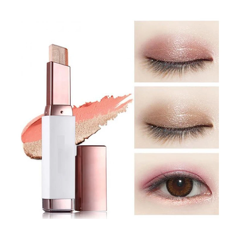 Double Color Eyeshadow Stick Gradient Shimmer Color Eye Shadow Cream Pen Eye Makeup Cosmetic Eyeshadow Stick Korean Makeup