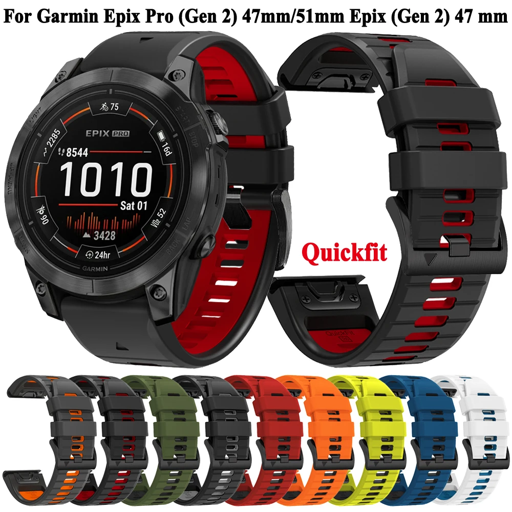 Correa de silicona para reloj Garmin Epix Pro Gen 2, pulsera estándar, zafiro, 47mm, 51mm, Quickfit, 26mm, 22mm