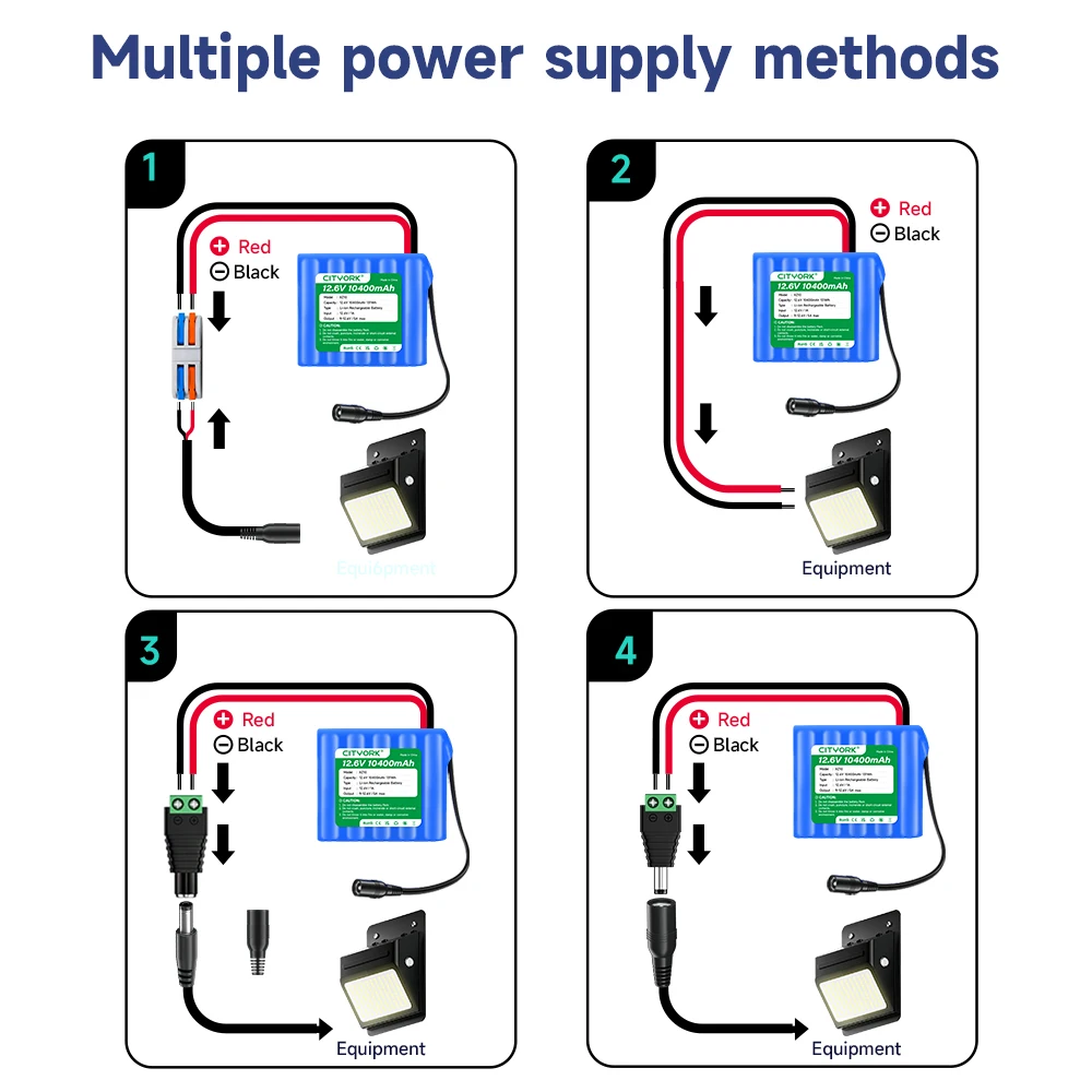 Paquete de batería recargable de 10400 mAh y 12 V con cargador compatible con dispositivos de 12 V, proyecto de bricolaje, parlantes, coche RC, panel solar, juguetes