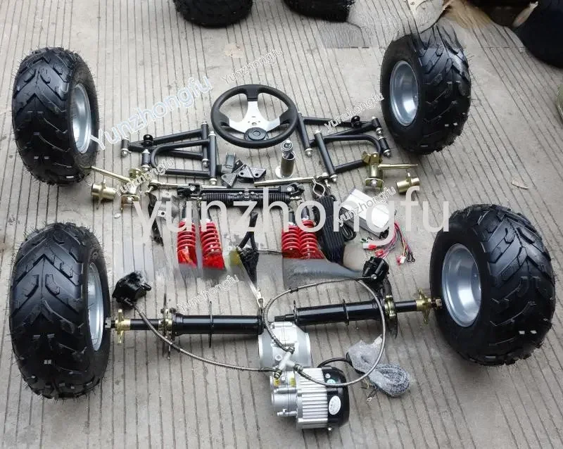 Electric Quadricycle Kart Accessories Front Suspension Steering Steering Gear Box Differential Shaft Drive Rear Axle Motor