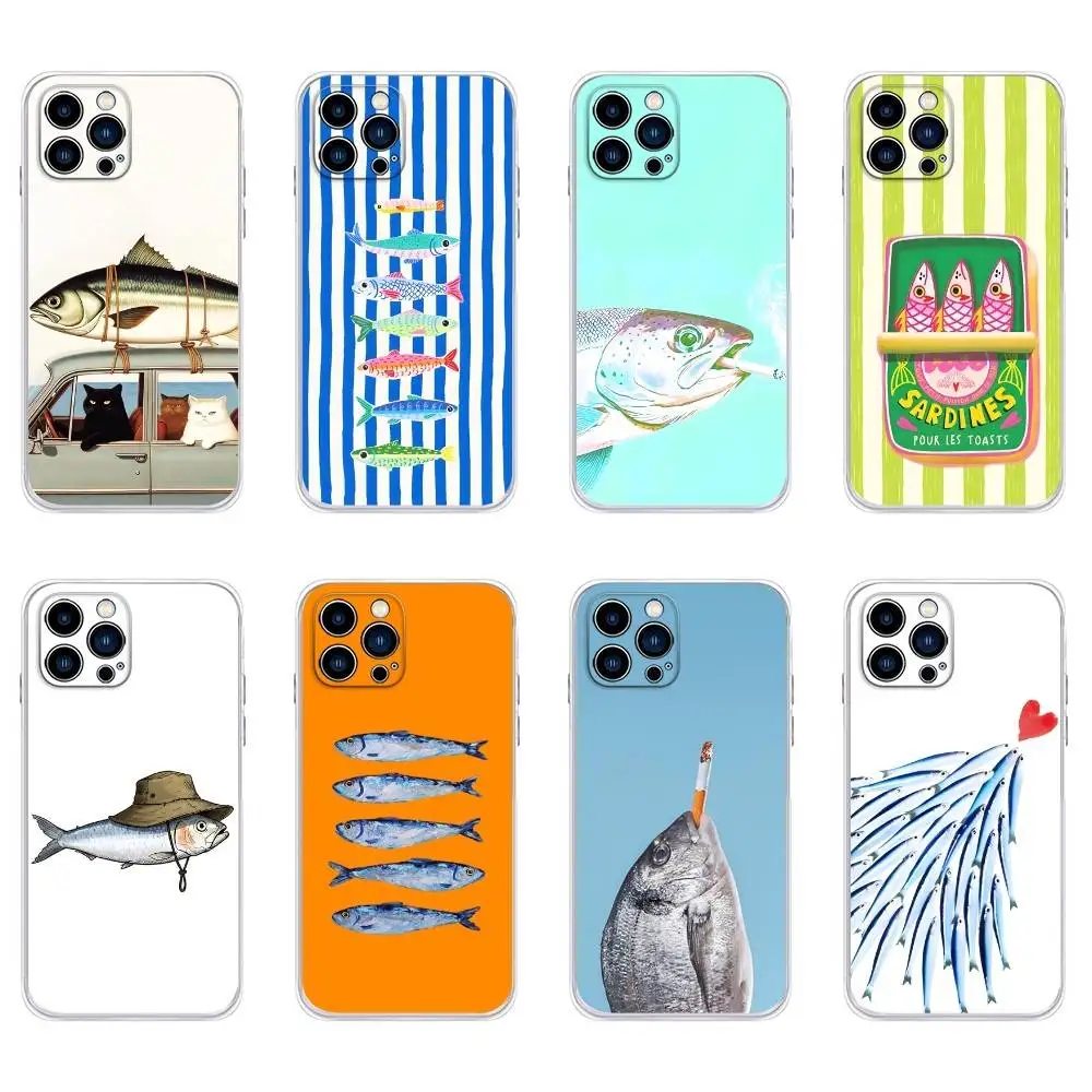 

Sardines Canned Phone Case for iPhone 16,15,14,13,12,11 Pro,Max,17,Air,E,Mini Anti-Fingerprint Anti-Shock Rear Cover