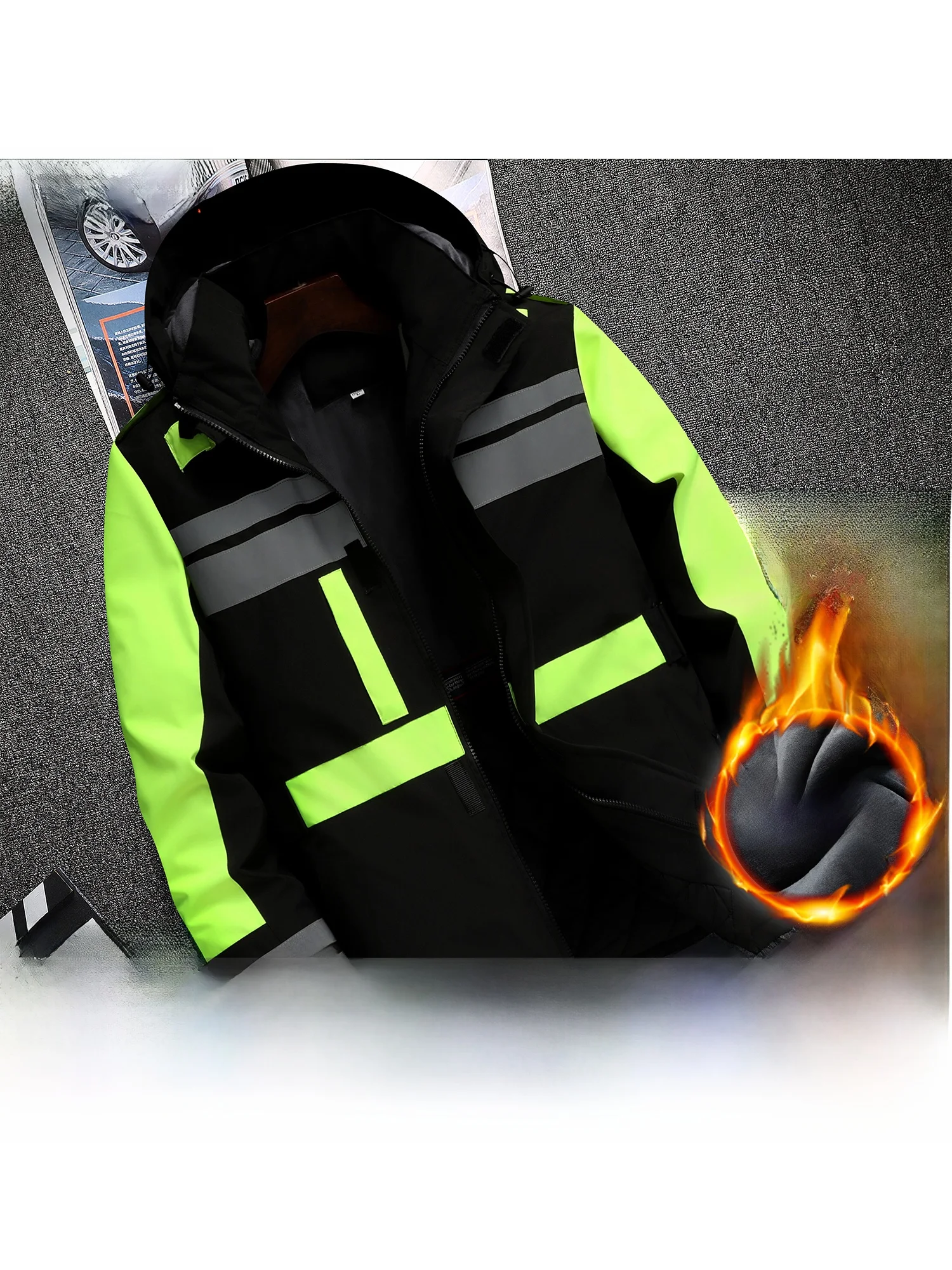 

Thiened Workwear Jaet Мужское зимнее пальто Светоотражающее противохолодное рабочее orm с хлопковой подкладкой Jaet Stand Fit Long Sve