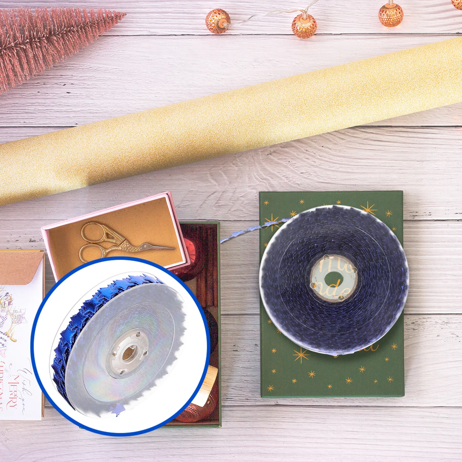 

1 Roll Five-Pointed Star Printed Ribbon Glossy Polyester Craft Trim For Diy Party Wedding Christmas Present Wrapping Decor