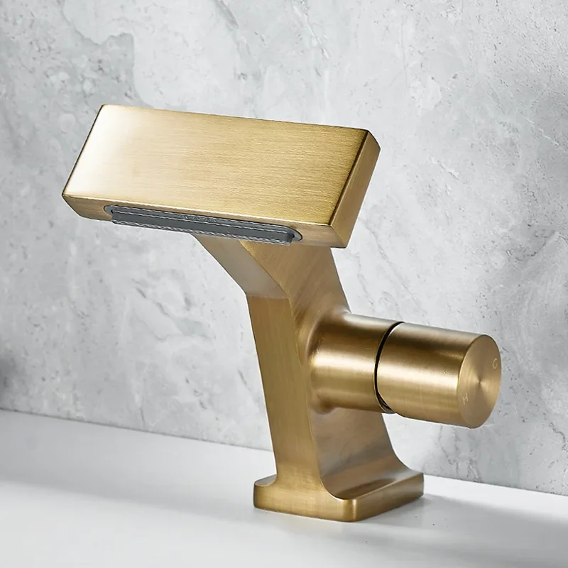 

Bathroom Faucet Brass Gold Bathroom Basin Faucet Cold Hot Water Mixer Sink Tap Deck Mounted Grey Tap