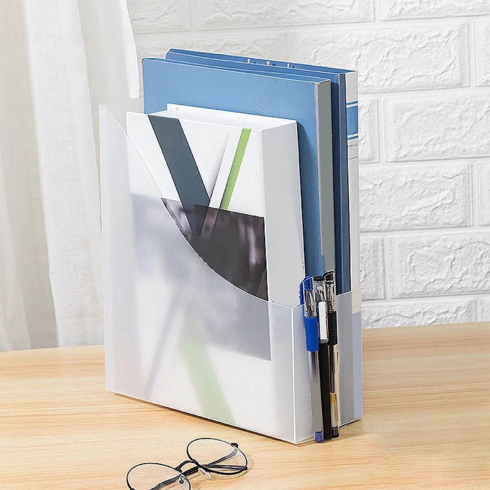 5Pcs Desktop Document Storage Rack Clear Modern File Holder for Office Home Dorm Vertical Paper Organizer Magazine Book Letter