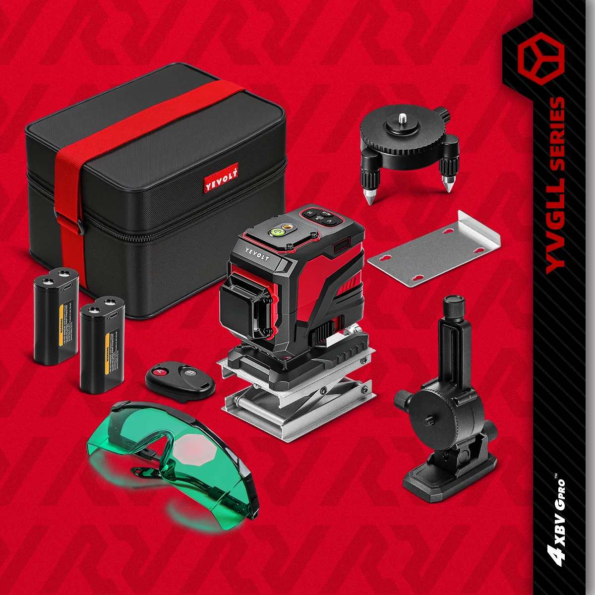 

YEVOLT YVGLL4XS12T 360°x3 12-Line Rotary Laser Level SlopeAdapt Self-Leveling Flooring Seamless Joints High Precision 30m Range