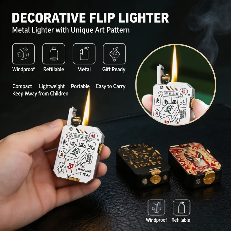 HONEST Premium Aluminum AlloyShell Integrated Lighter,Outdoor Wind‑Resistant One‑ClickIgnition Design,Durable Solid Construction