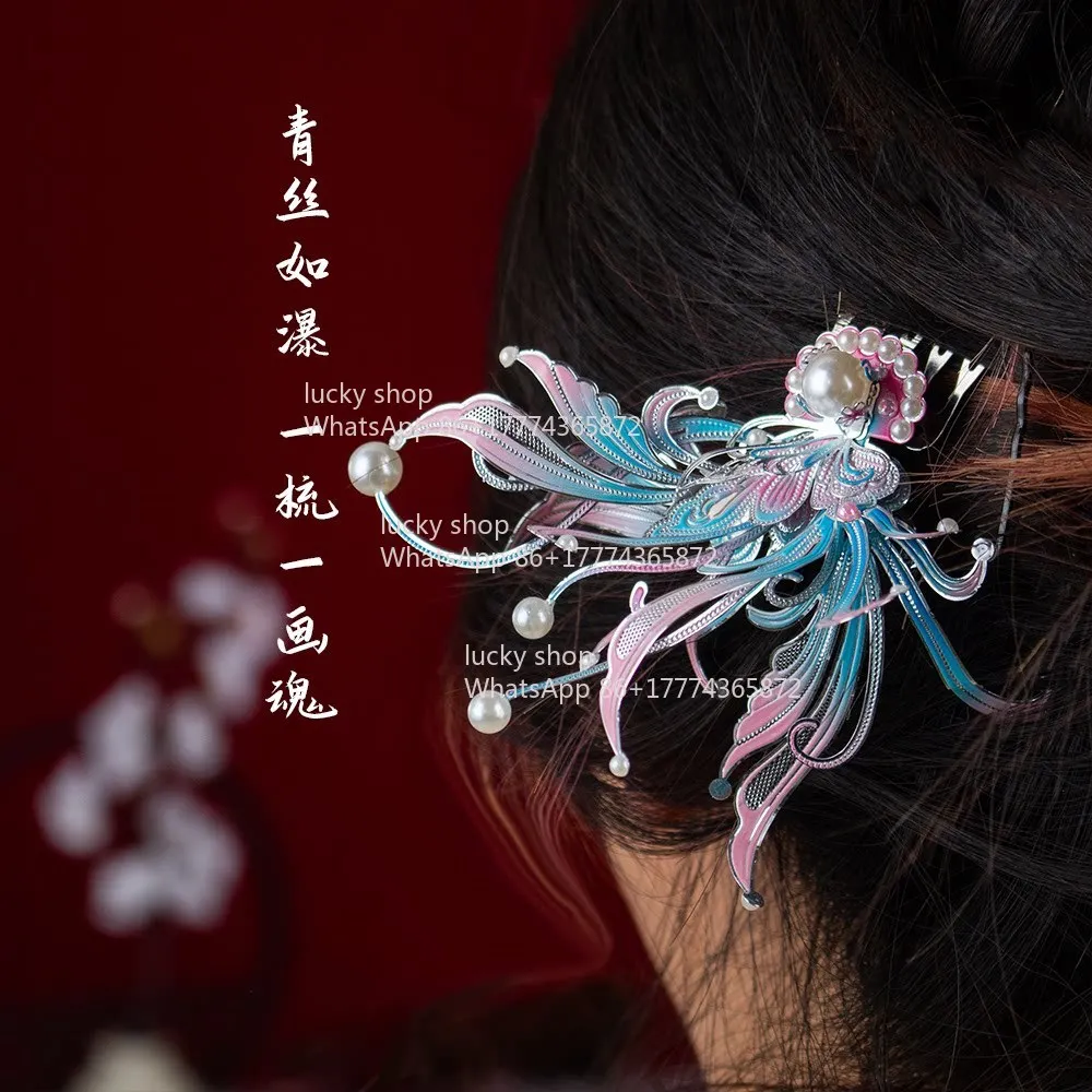 Silver Plated Phoenix Feather Headdress Hand Assembled Metal Craft Wearable Hair Accessory Creative Gift for Best Friend