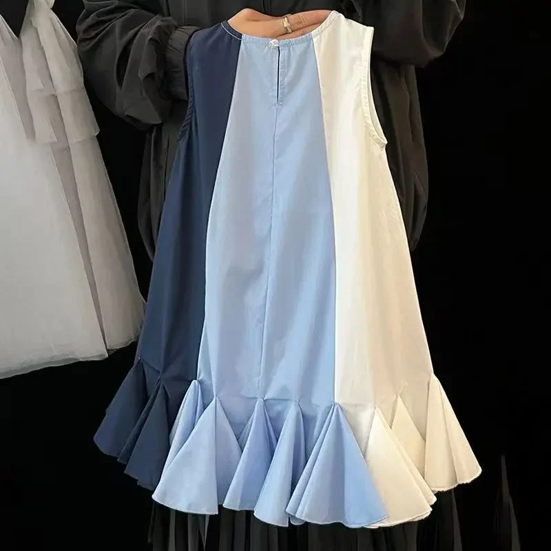 

2025 new children's dress Summer little girl color matching bow princess dress Girls' Summer dress