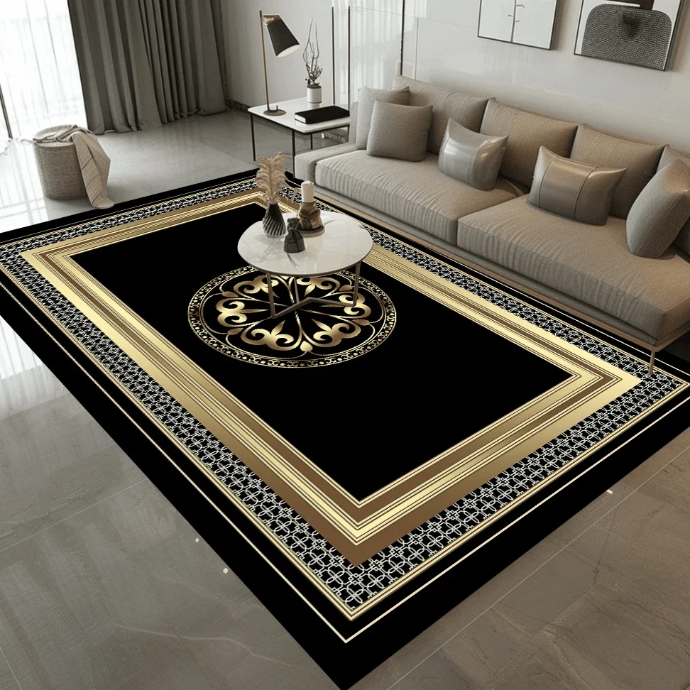 Modern Luxury Golden carpet for living room Abstract Decoration Large Carpets Coffee Table Side Rug Rooms Decor Mat tapis salon