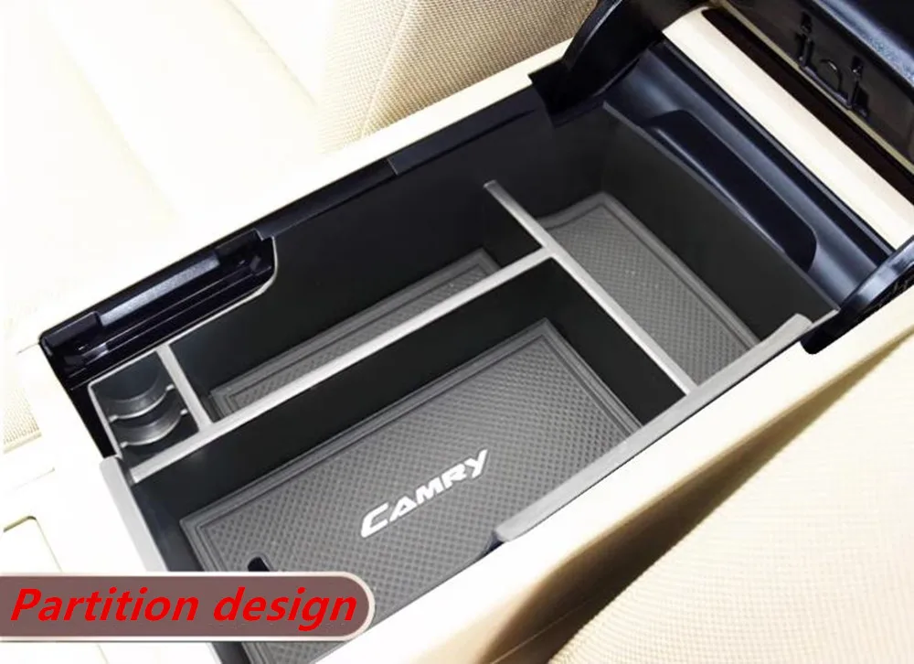 1Pc ABS Car Armrest Box Center Console Storage Glove Box Organizer Insert Tray For Toyota Camry 2012 2013 2014 2015 2016 2017