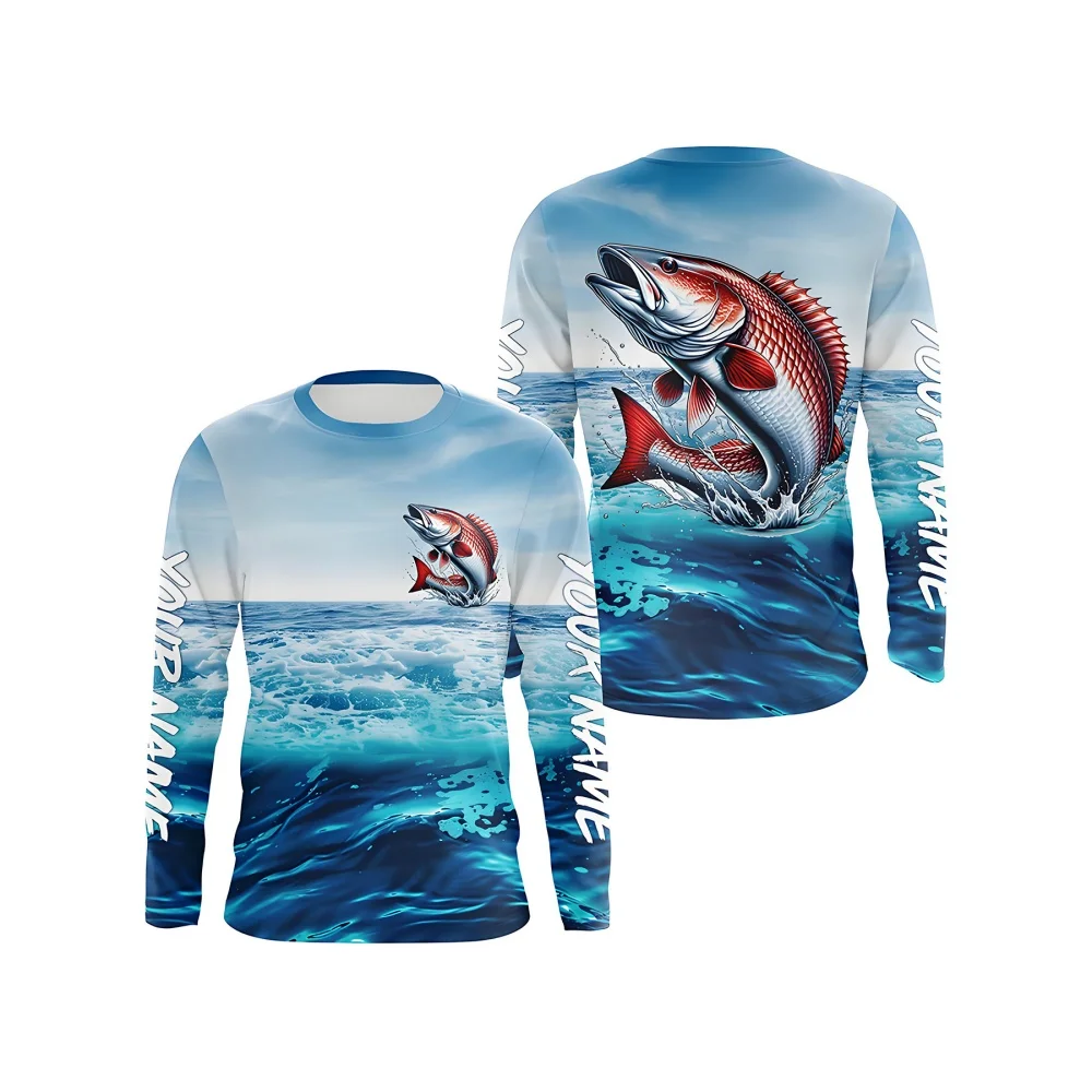 Fishing Shirt 3D Three-Dimensional Fish Pattern Print Fishing Top O-Neck Long-Sleeve Comfort Long Sleeve Top Outdoor Fishing Top