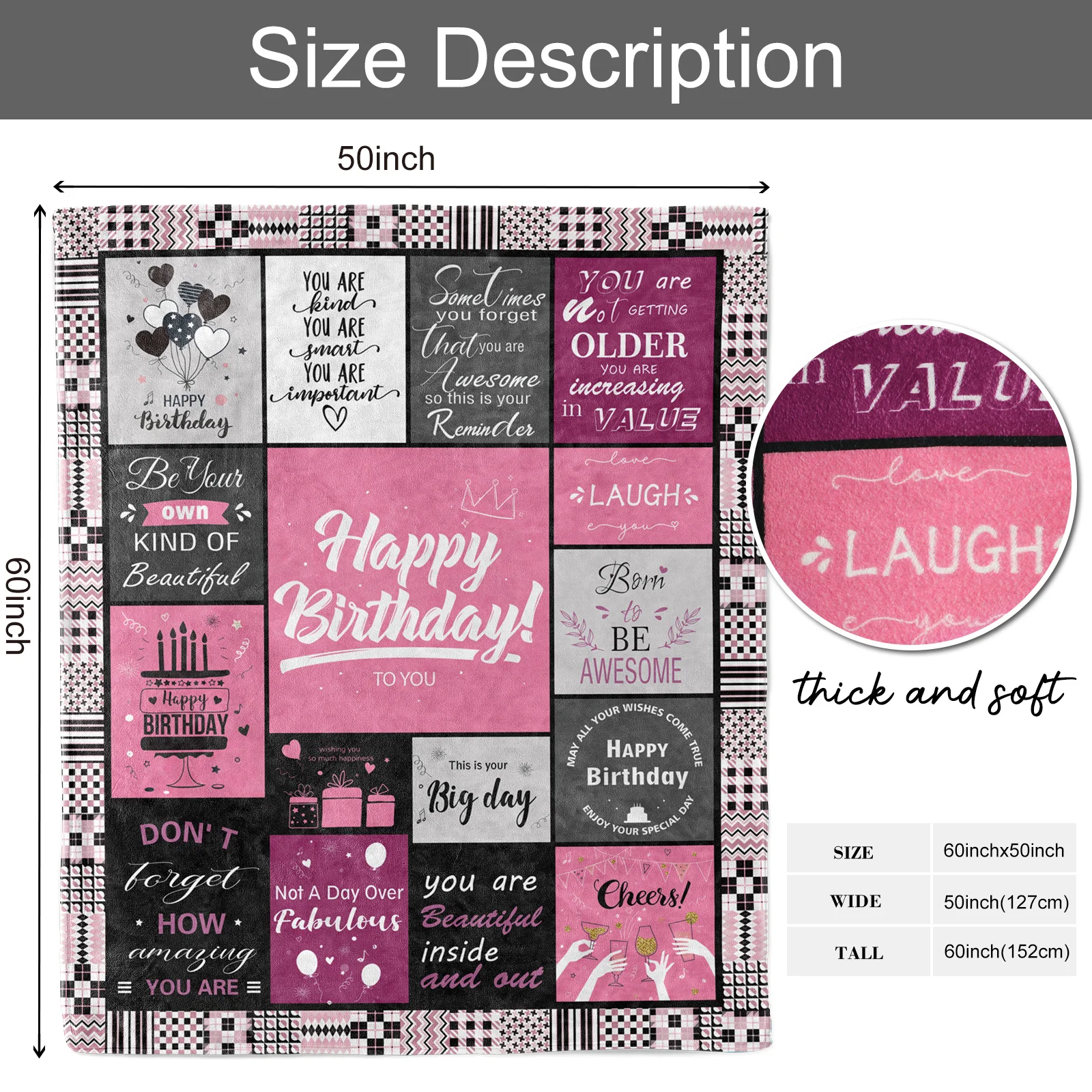 Manta temática de cumpleaños, trae calidez y sorpresa para ella especial: suave y cómoda para transportar tus sentimientos de fieltro cardíacos