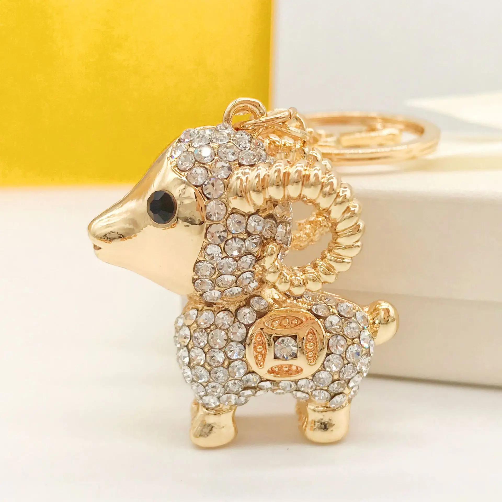 Zodíaco chino cabra oveja encantador cristal encanto monedero bolso coche llavero fiesta boda cumpleaños regalo