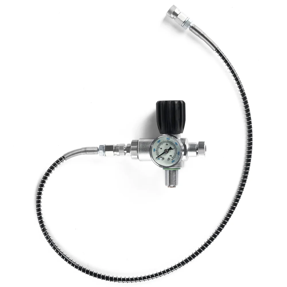 High Pressure Scuba Tank Charging Valve Air Fill Station Adaptador de Recarga para Cilindro M18x1.5 com 400bar 6000psi Gauge 50cm Mangueira