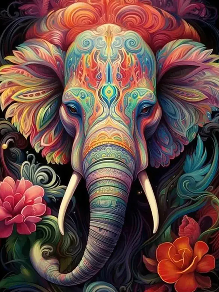 New Fuchang Emperor Diamond Painting Set Wild Animal Collection Elephant Full Water Diamond Art Mosaic Embroidery Picture