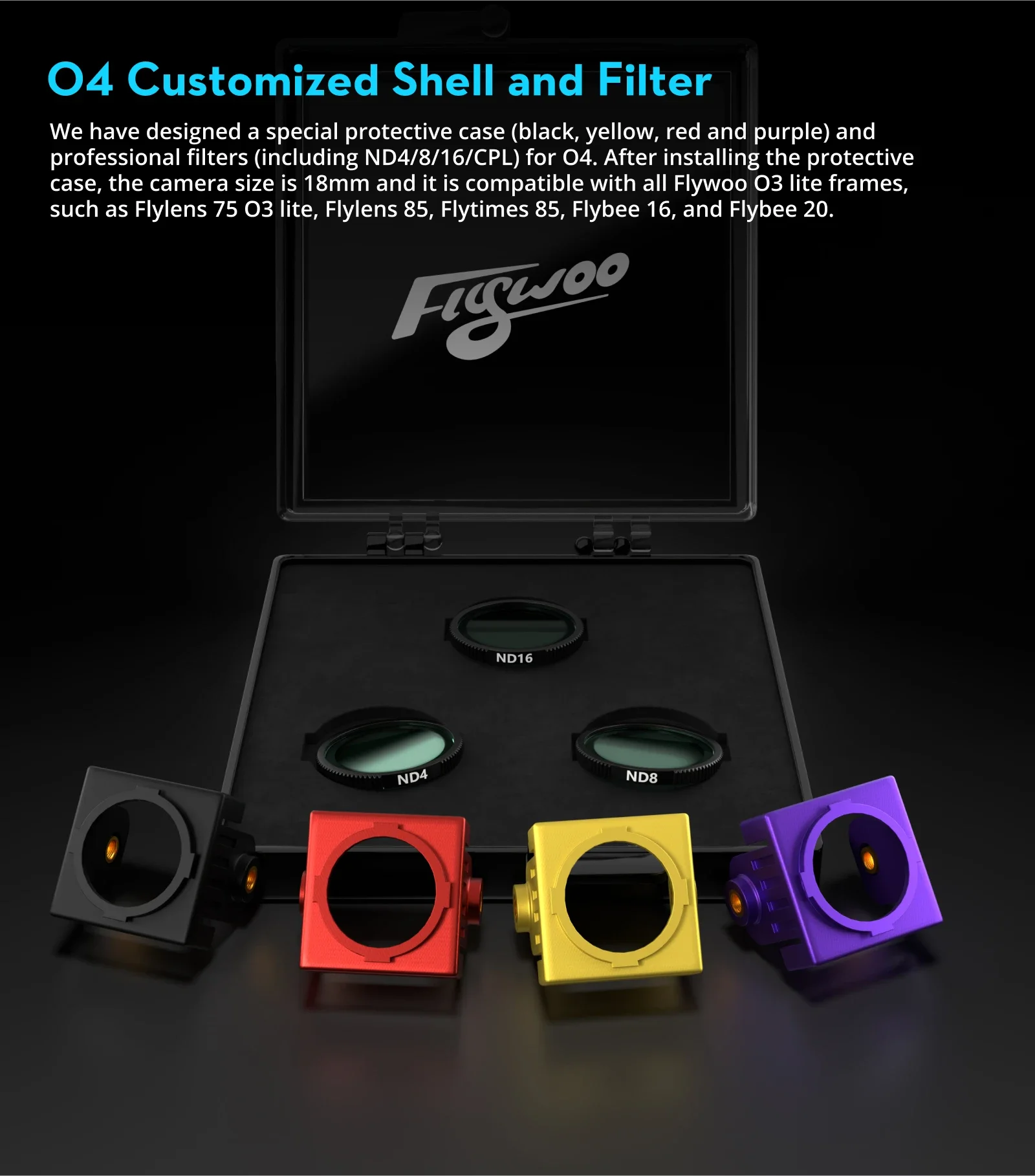 

Flywoo D JI O4 Camera Shell Set (Black\Red\Yellow\Purple)