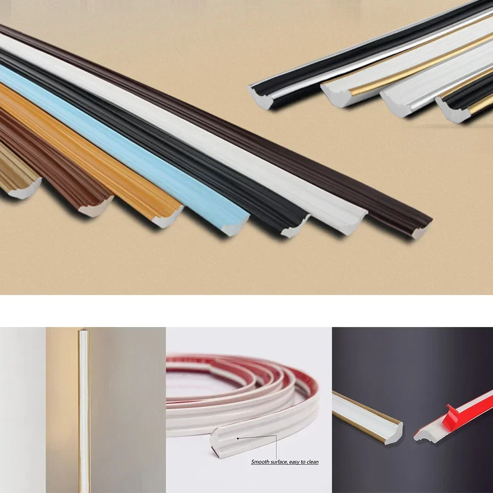 

1pc Self-Adhesive Skirting Line Flexible Foam Molding Trim 3D Decorative Wall Border Waterproof And Antifouling Home Wall Decor