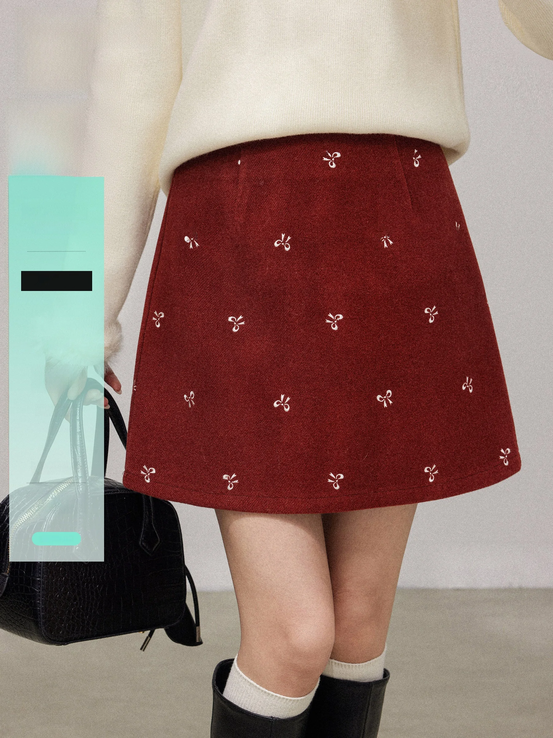 

Красная юбка-трапеция с завязками, с высокой талией, женская, осенне-зимняя, винтажная, утягивающая, предотвращающая просвечивание, короткая юбка