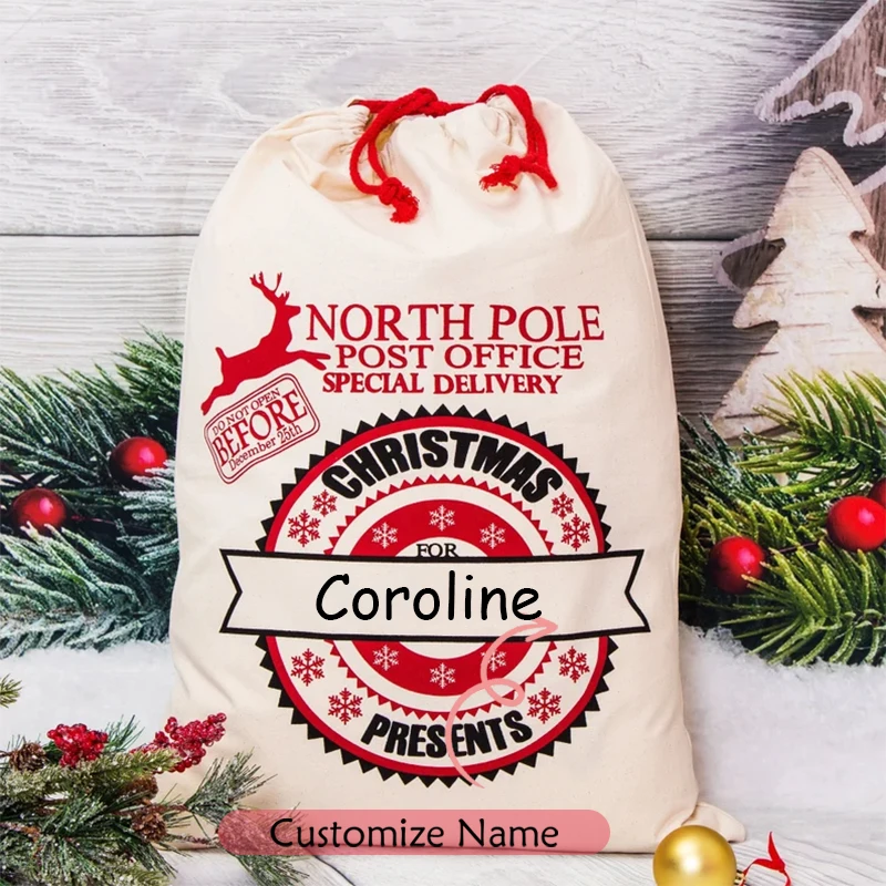 personalised North Pole Express Santa Delivery Sack Christmas stocking Merry Xmas Decoration kid girl boy gift Present Toy Bag