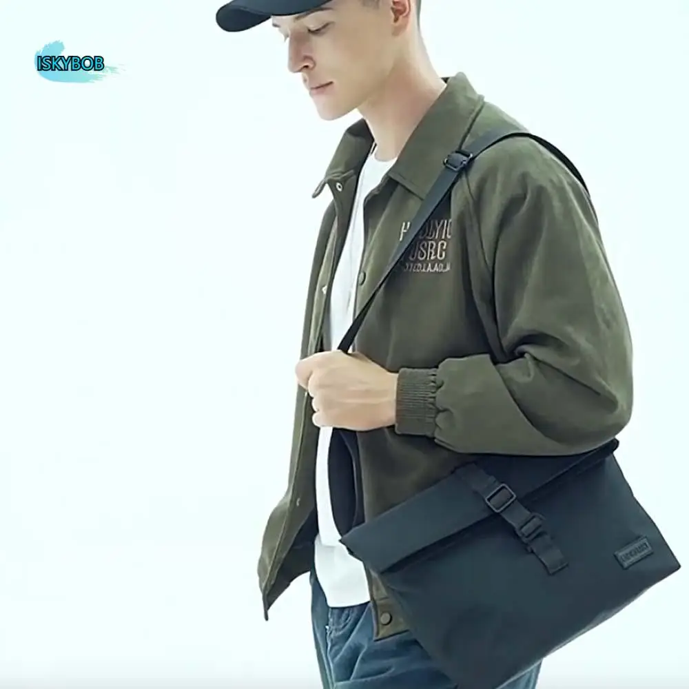 

Oxford Cloth Men's Messenger Bag Large Capacity Black Waterproof Shoulder Bag Casual Adjustable Strap Students Casual Pouch