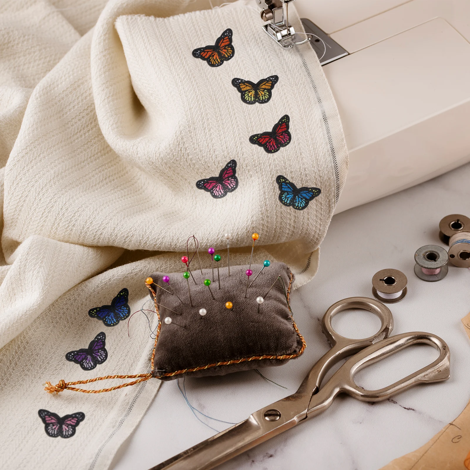 

Glitter Butterflies Embroidered Patch Fabric Patches For Clothes Sewing Applique Diy Decorative Iron-On Denim Bag Craft Soft