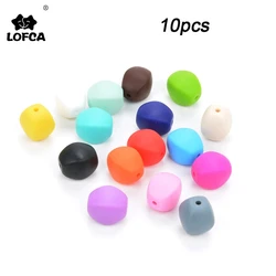 LOFCA 10pcs Chunky Olive  Shape Silicone Beads Food Grade Silicone Teething Toy Baby Silicone Beads Teething Necklace making