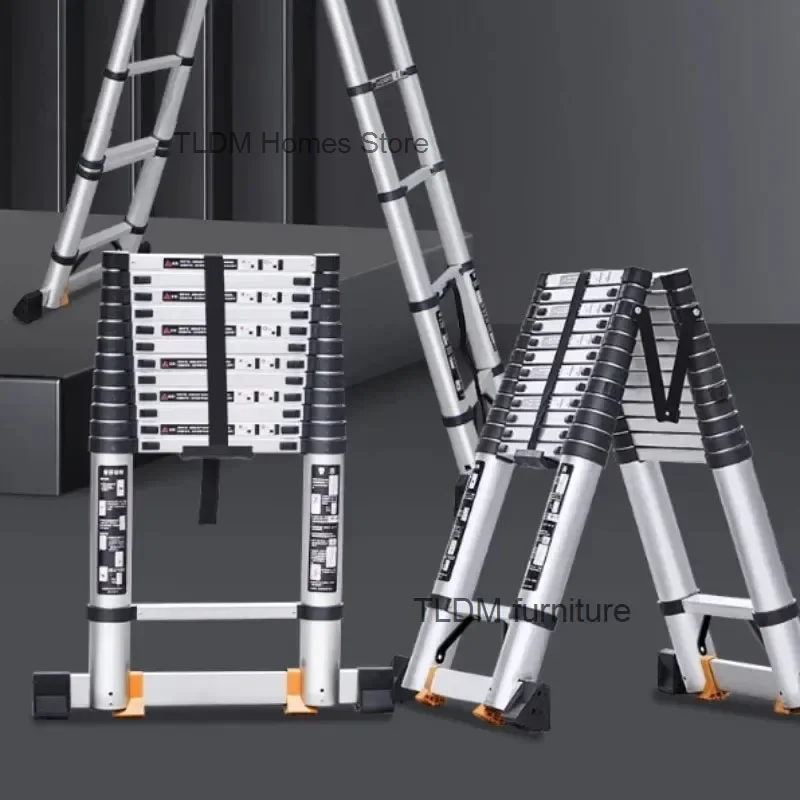 Multi-functional Ladder Household Folding Thickened Aluminum Alloy Telescopic Ladders Herringbone Stairs Engineering Ladder T