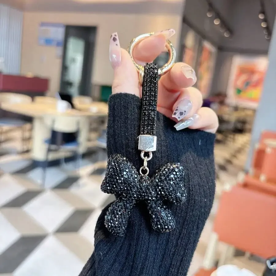 Rhinestone Bow Keychain Bag Charm for Women