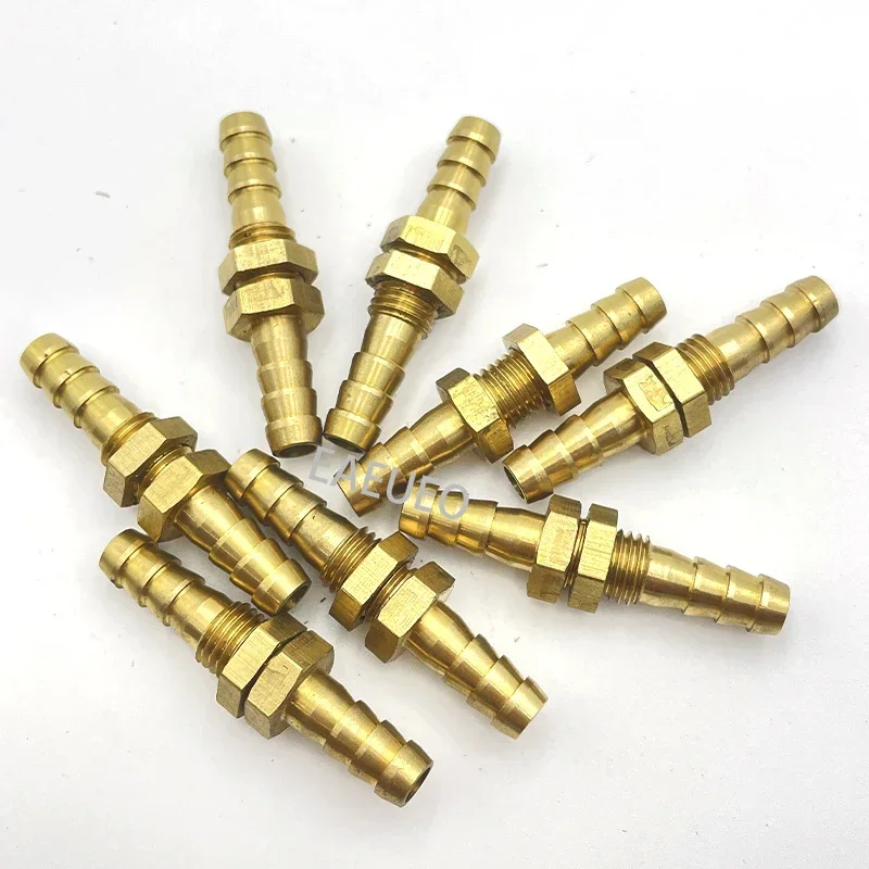 5 PCS Pagoda through plate 6 8 10 12 14 16mm hose barb clapboard brass barb pipe fitting connector adapter for gas water copper