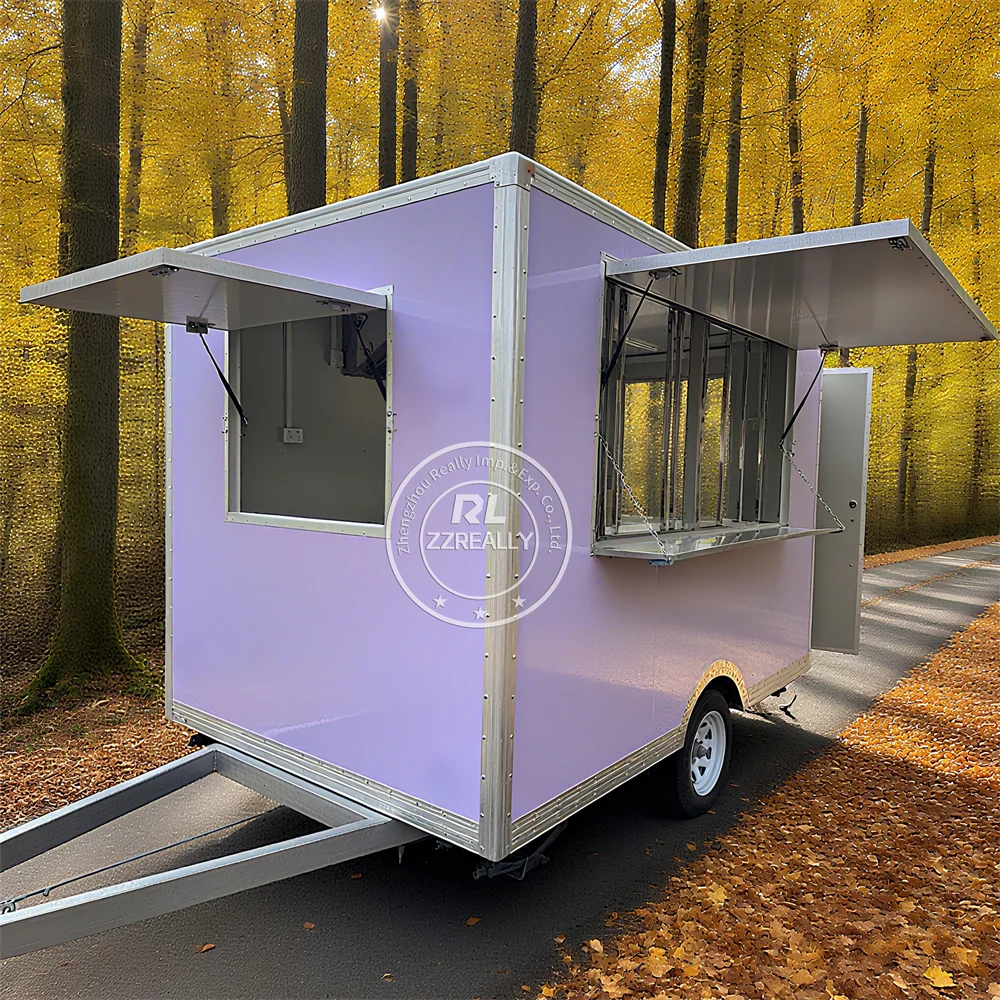 

Outdoor Street Mobile Hot Dog Hamburger BBQ Food Vending Cart Mobile Concession Fast Food Truck Trailer With Full Kitchen